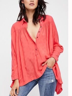 Free People Lovely Day Button Down Long Sleeve